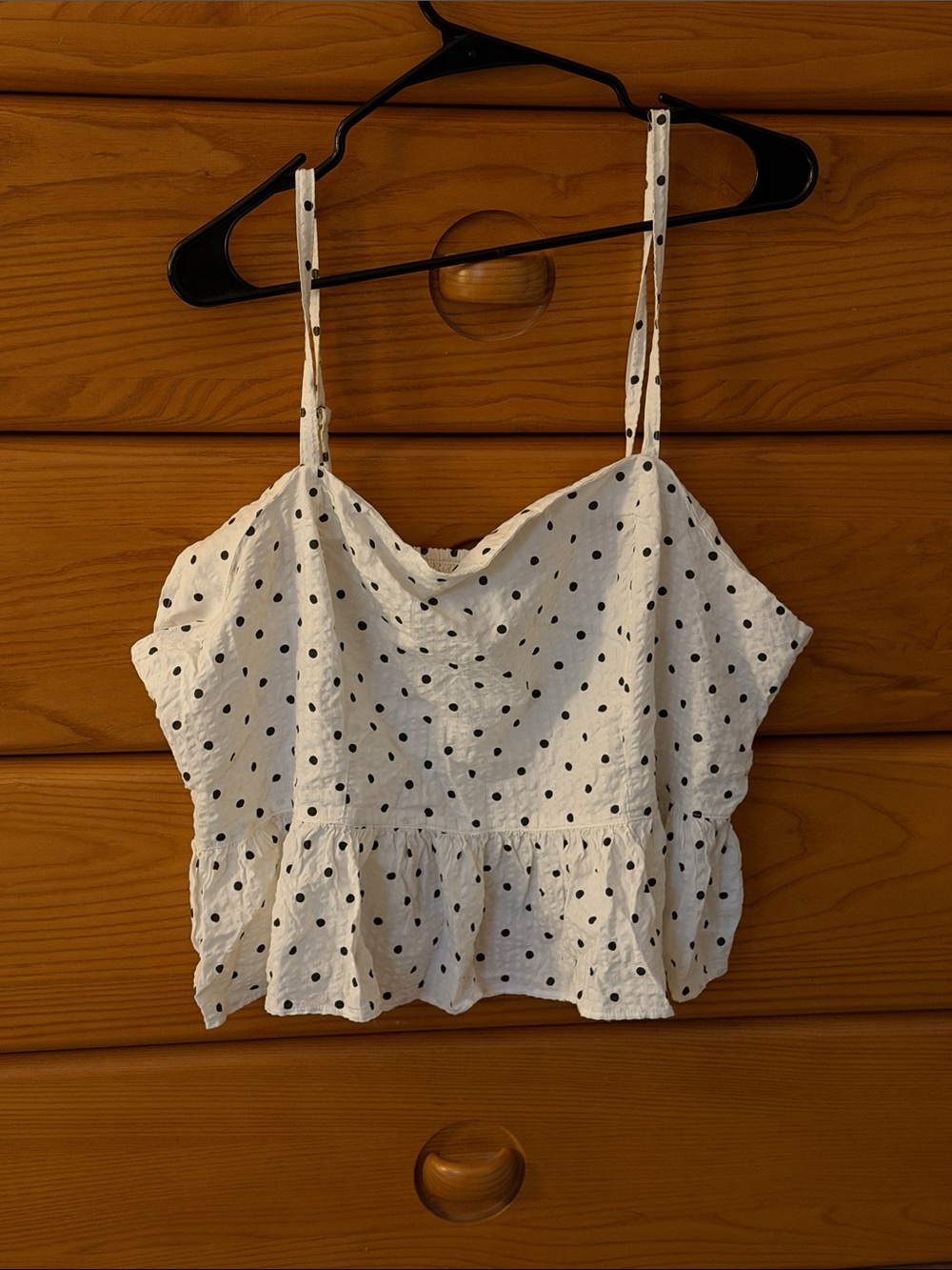 aerie White Camisole with Black Polka Dots